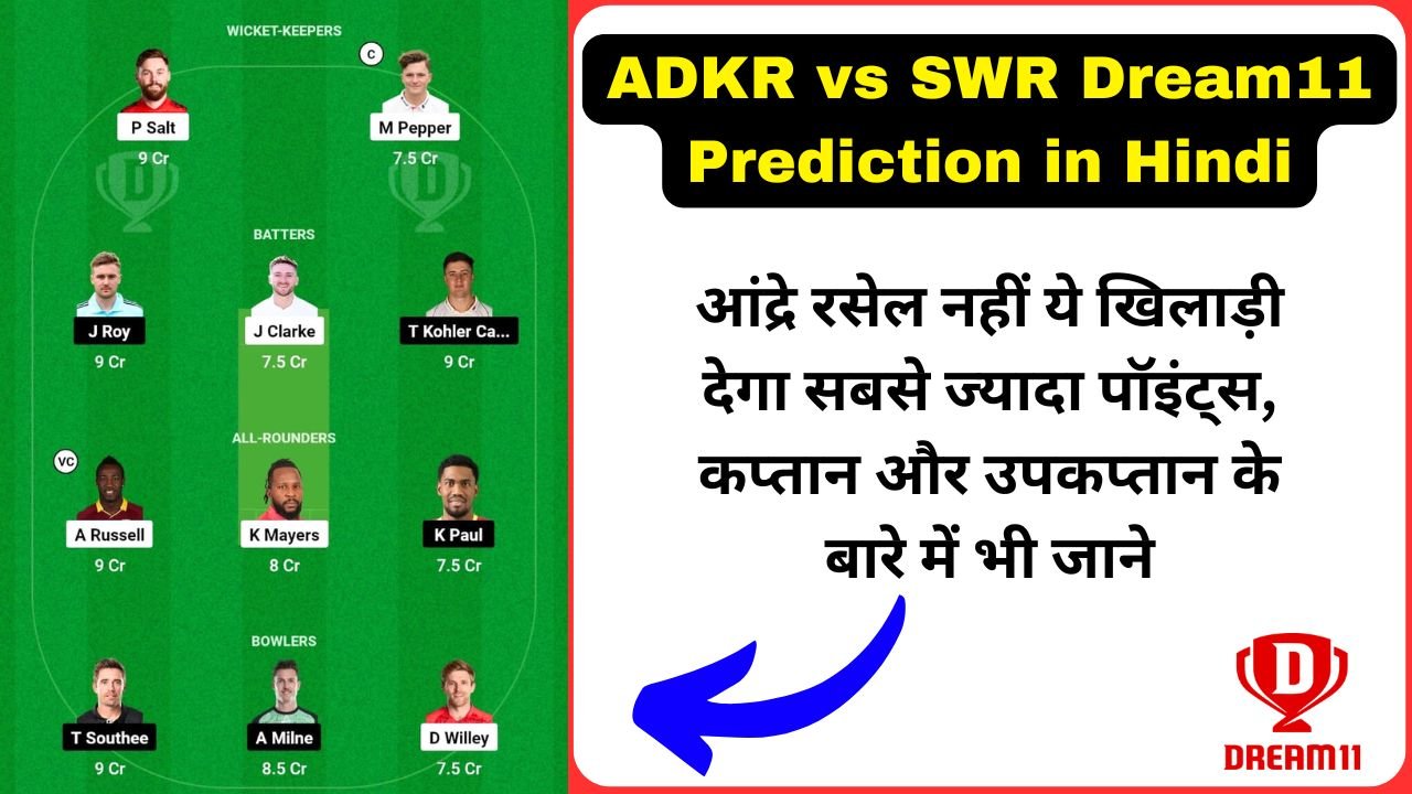 ADKR vs SWR Dream11 Prediction in Hindi